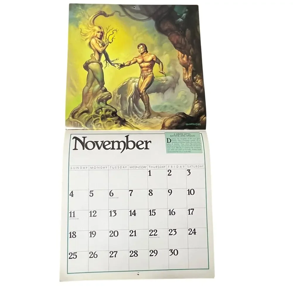 Vintage 1990 Boris Vallejo Mythology Calendar Unused same dates again in 2029
